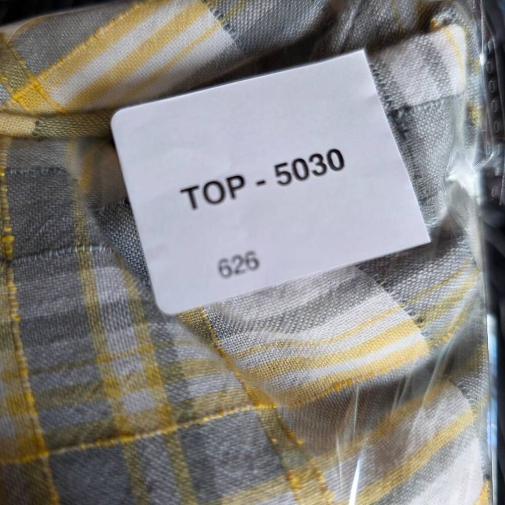 Maurices XL Yellow Gray Plaid Button Front Frayed Hem Shirt - Picture 11 of 11